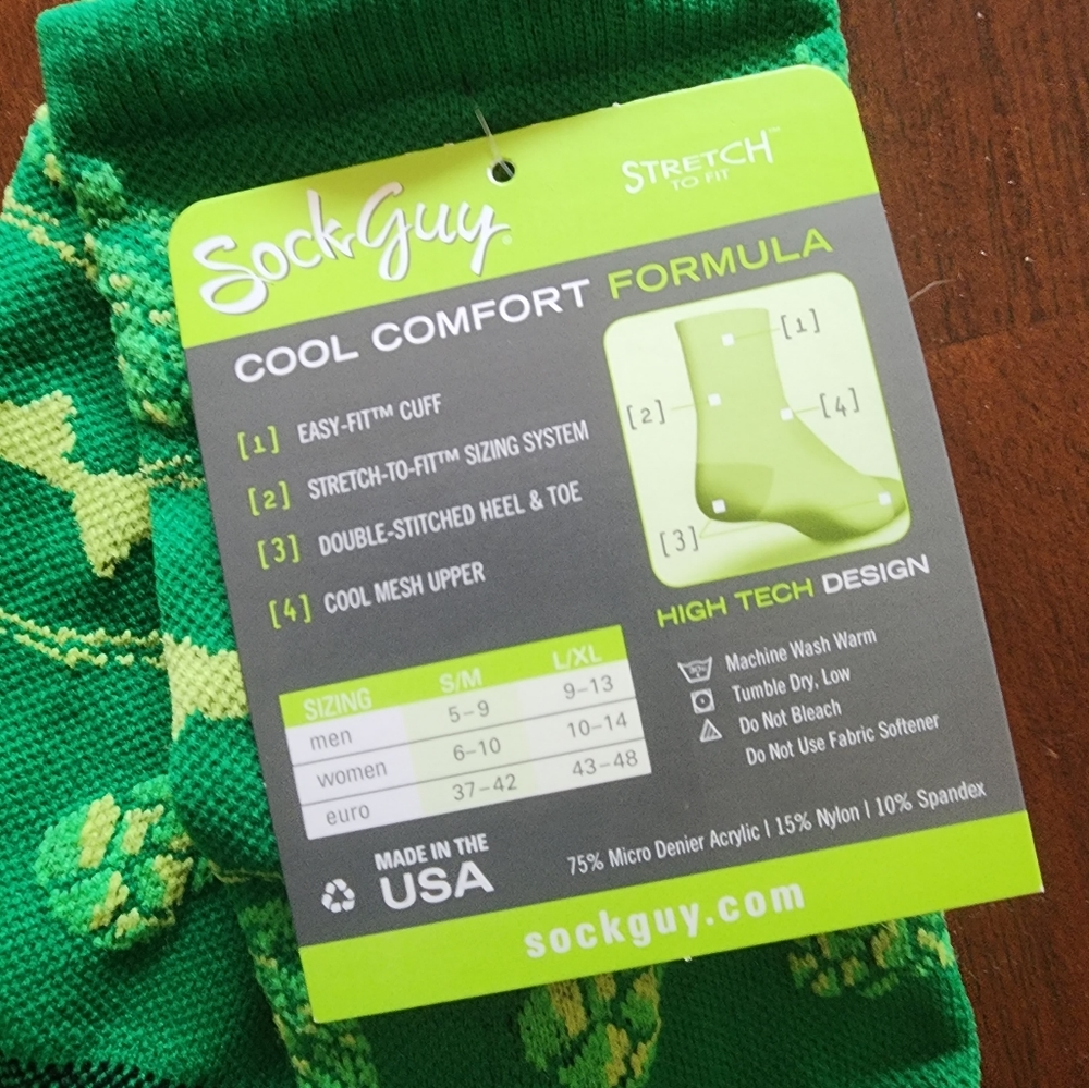 Sock Guy Green Hop Dogfish Beer Socks Large - Picture 3 of 3